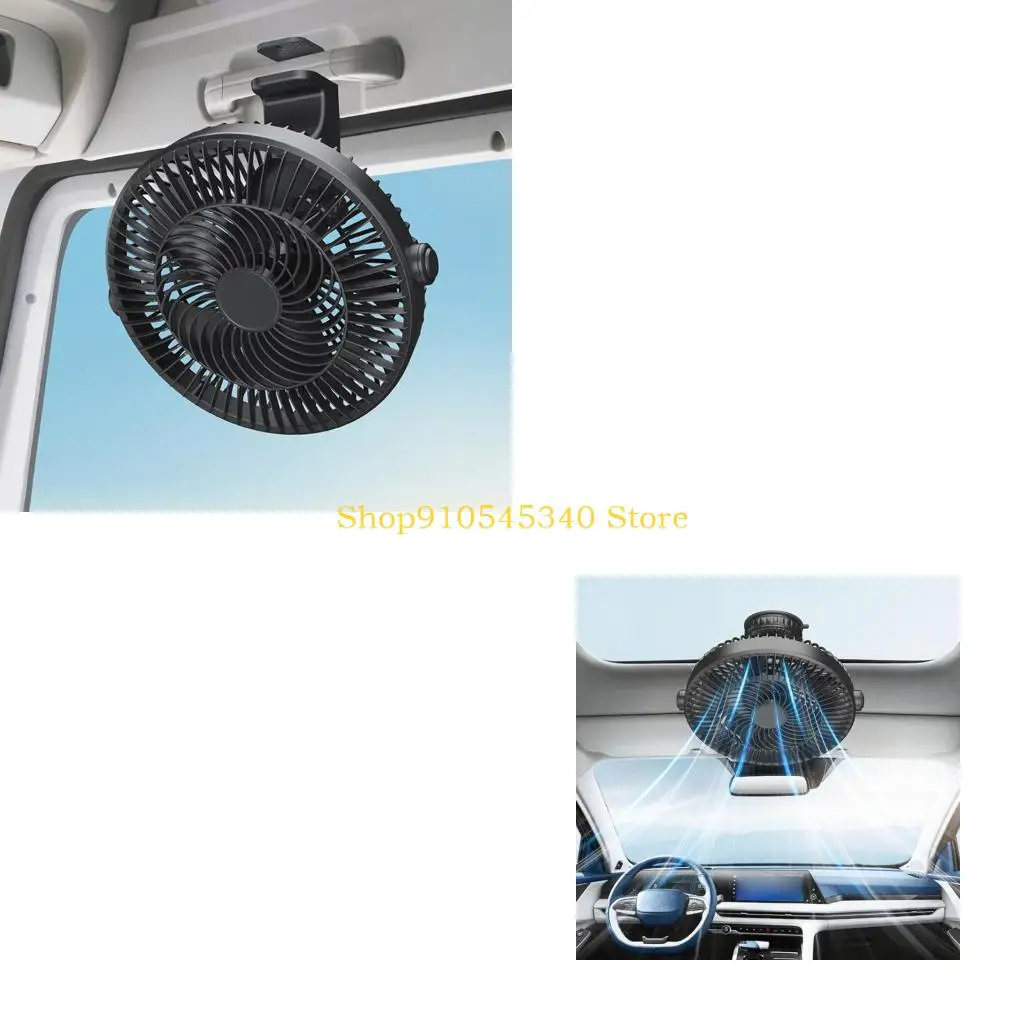U2JA Vehicle Cabin Fan with Two Mount Styles 12V/24V ABS for Daily Commute Cooling