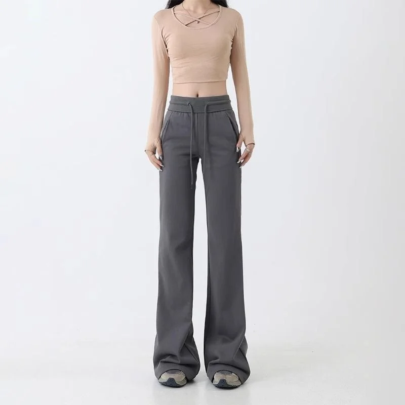 Pantaloni bootcut Donna Vita bassa Donna Kpop Ulzzang Stile coreano Pelle pieghettata Borchie Alla moda Personalità unica Alla moda Selvaggia