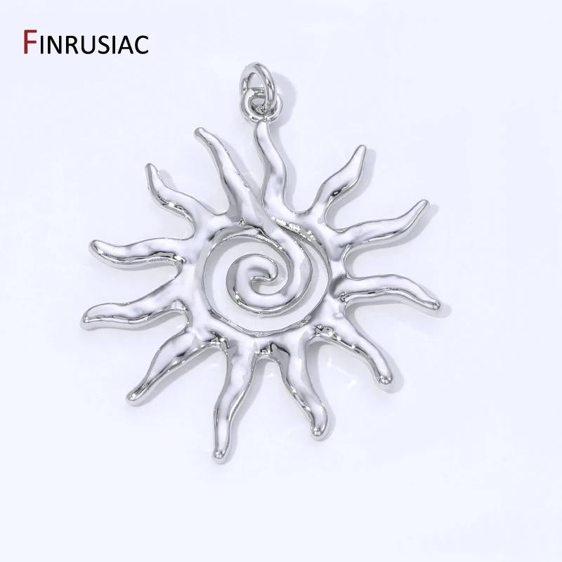 18K Gold Plated Brass Hollow Sun Charms Pendant For Necklace,Spiral Sunburst Charms Pendants For DIY Jewelry Making Accessories image 3