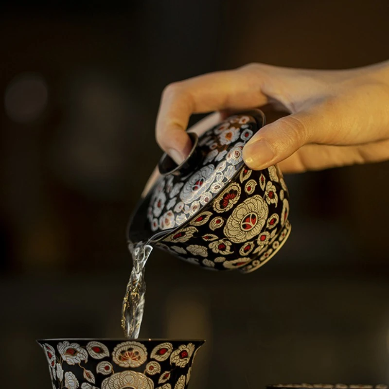 

Chinese Ceramic Small Fish Gaiwan Teacup Travel Tea Bowl Handmade Celadon Teaware Accessories Drinkware Personal Cup