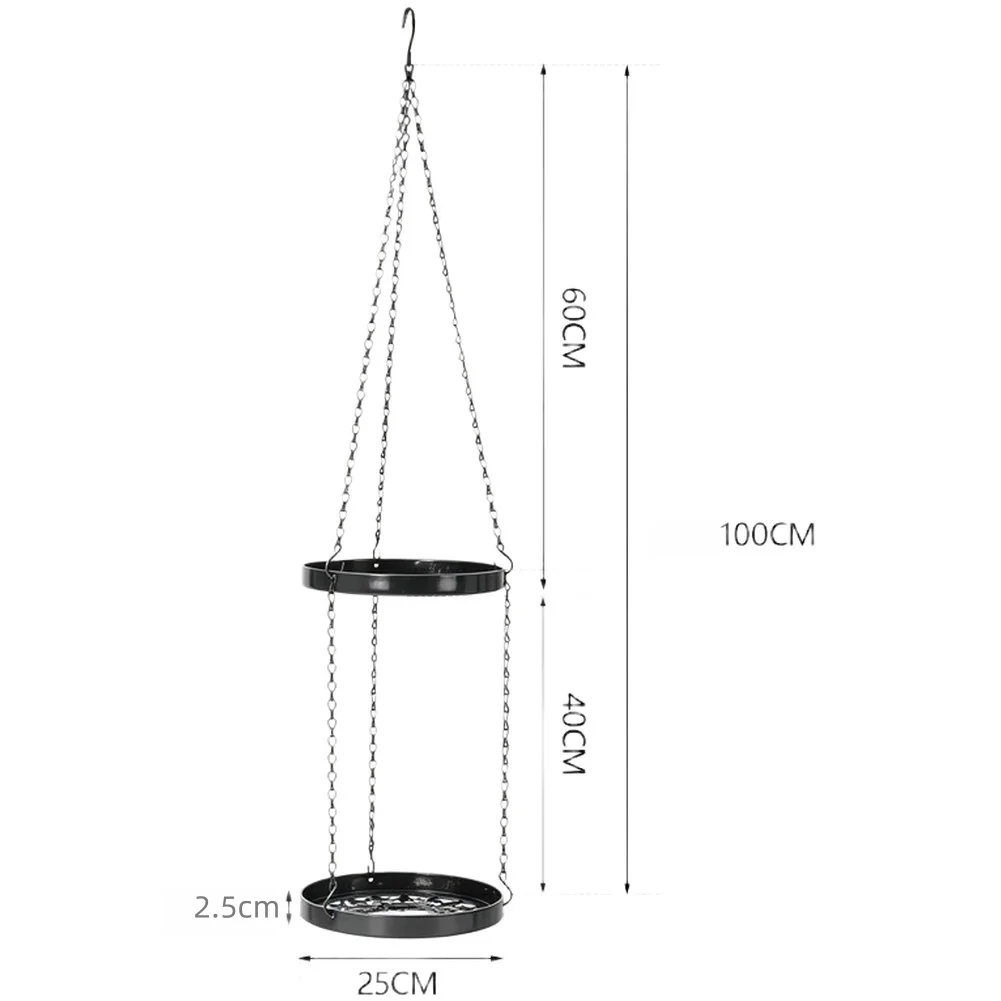 Hanging Double Layer Iron Plant Stand for Balcony Indoor Outdoor Vertical Flower Pot Rack Space Saving Metal Holder