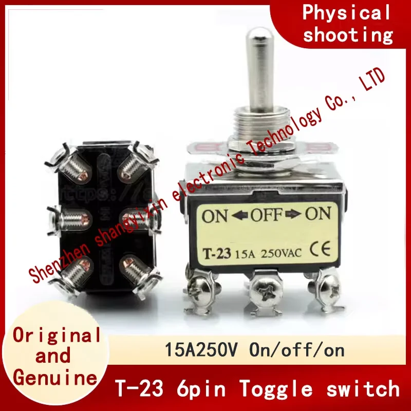 Original imported CE certified T-23 Toggle switch T-23BS 15A 250V Toggle switch 6-pin 3-speed on/off/on swing switch