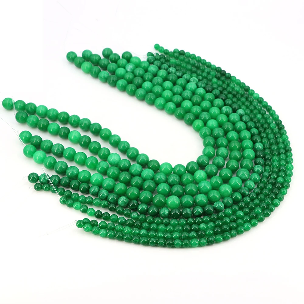 

6mm 8mm Round Loose Gem Bead Green Jade Crystal Stone Jewelry Making DIY Accessories Charms Bracelet and Necklace Wholesale
