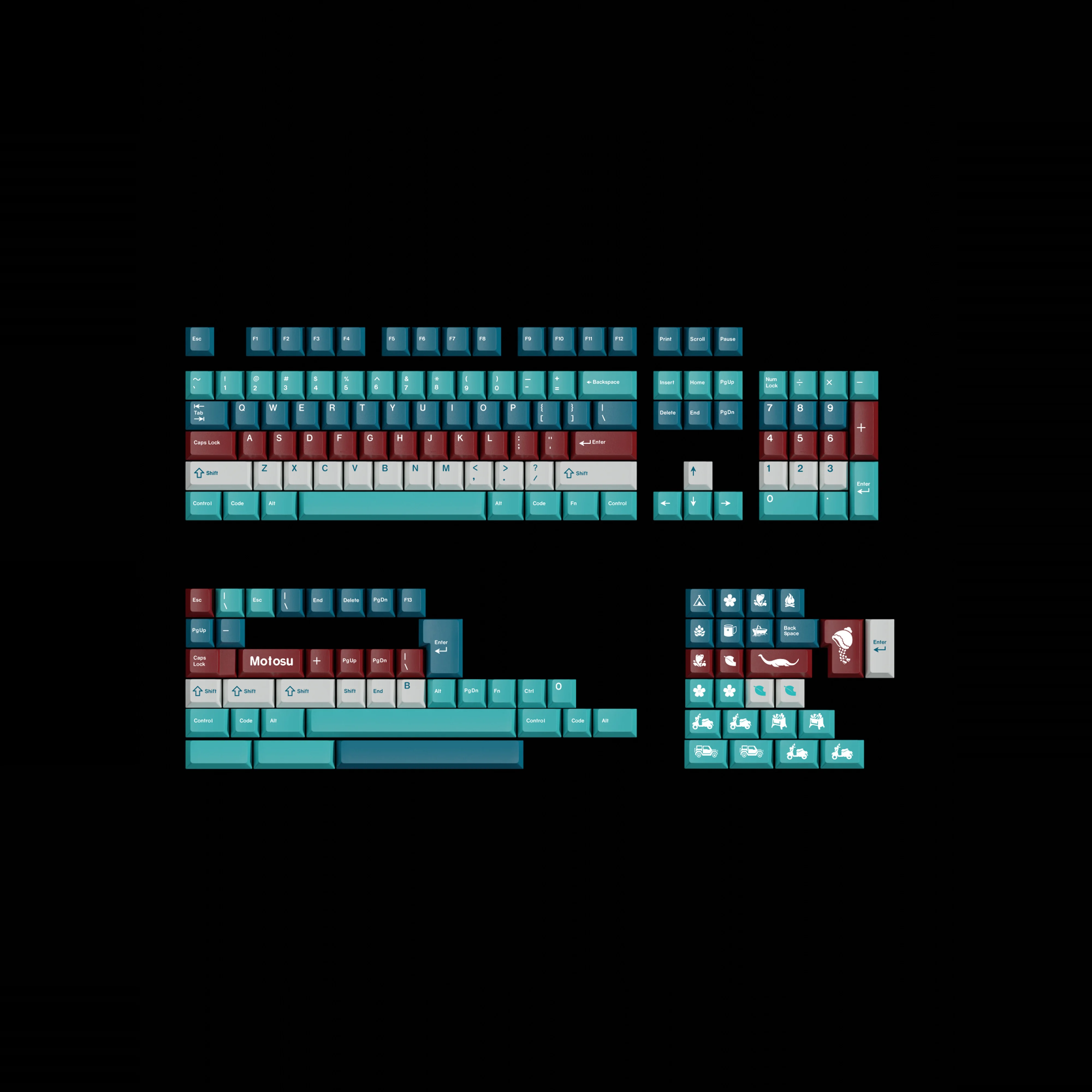 The five-sided hot sublimation customized keycap contains 7U.