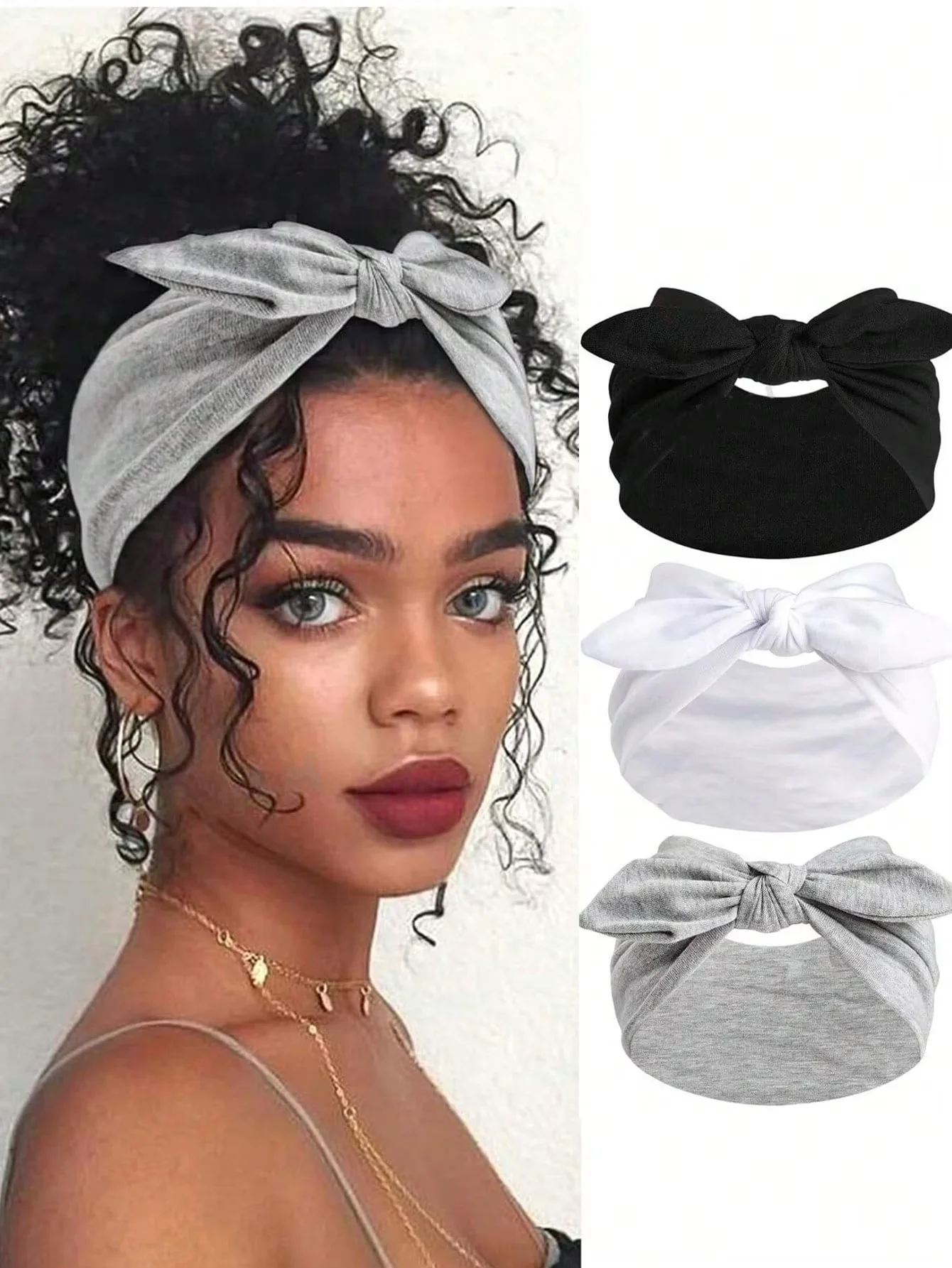 

1/3 шт., женская повязка на голову с кроличьими ушками и бантом, широкая повязка на голову в богемном стиле, ультра широкая эластичная повязка на голову в африканском стиле с широкими волосами