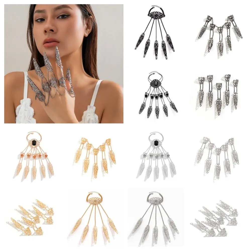 Jewelry Accessories Finger-cot Bracelet Crystal Korean Style Nail Rings with Bracelet Belly Dance Accessories