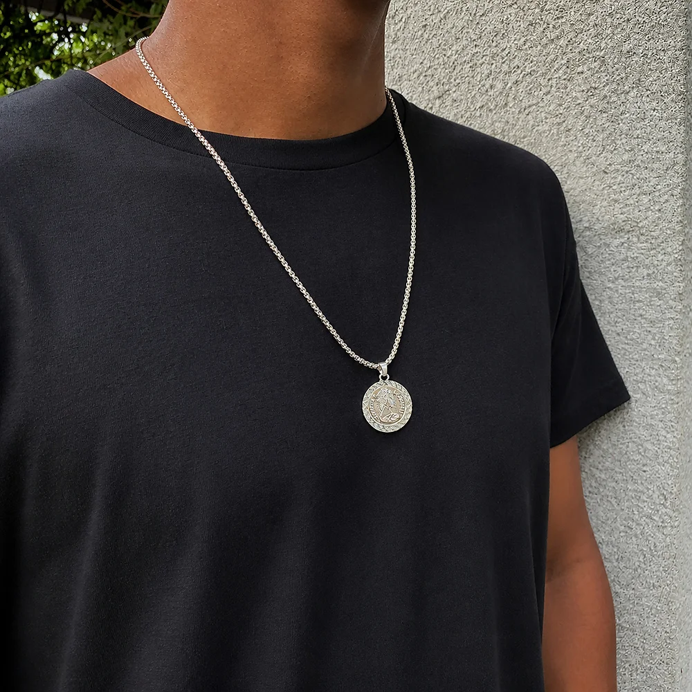 Modische Neue Figaro-Kettenhalskette für Männer Punk Silberfarben Edelstahl Lange Halskette Männer Hip-Hop Schmuck Geschenk – Detail 3