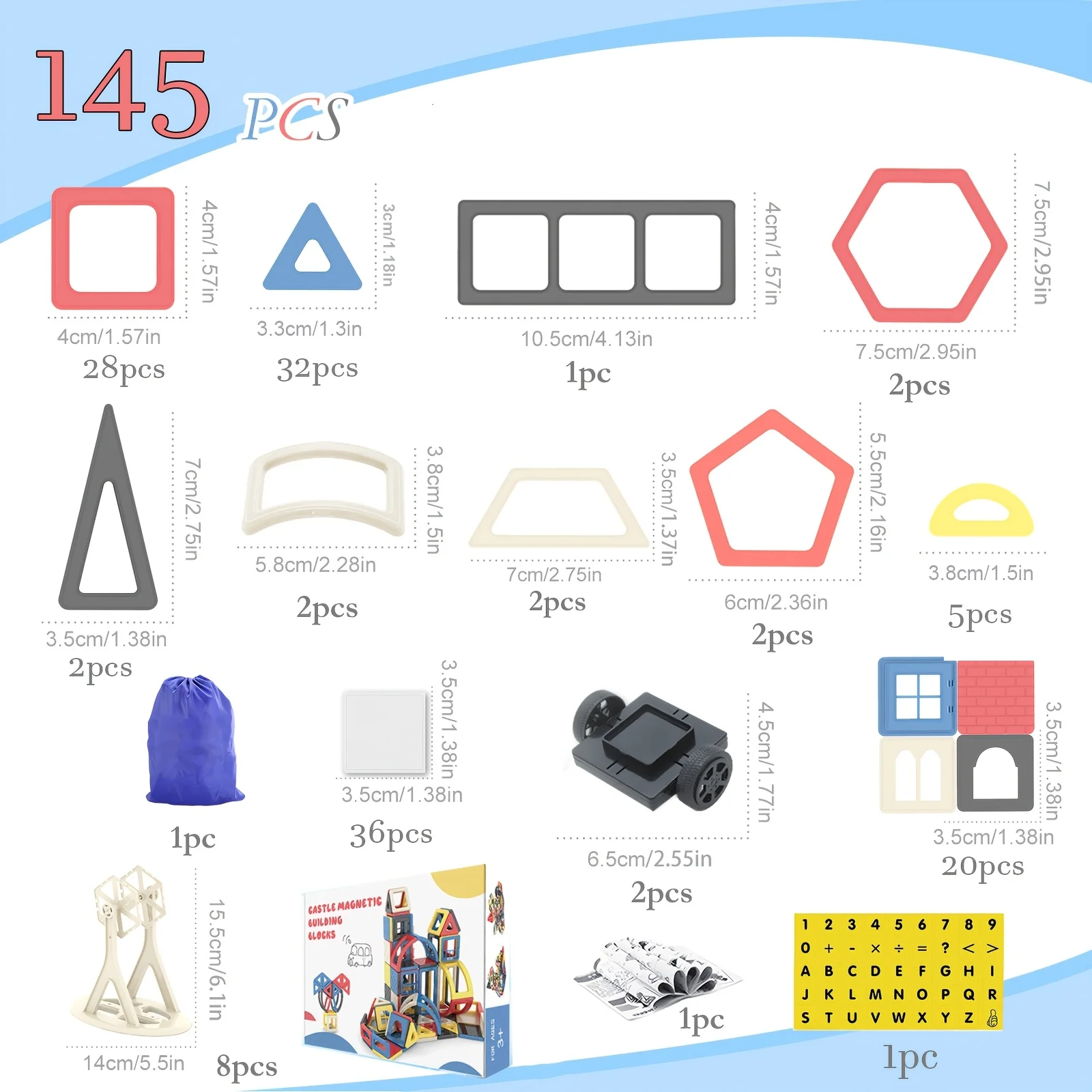 Mini 145Pcs Magnetic Building Tiles 3D Blocks Educational Comstruction Toys STEM Learning Stacking Blocks for Kids Birthday Gift