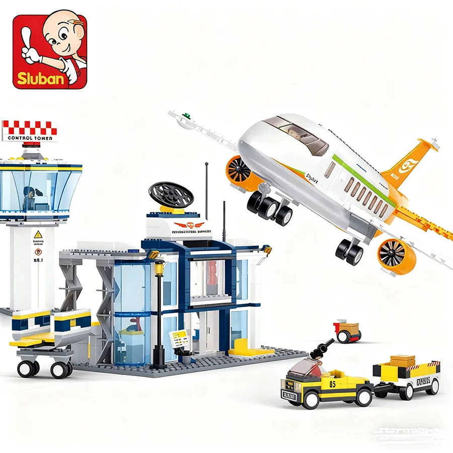 678 قطعة SLUBAN 0367 طائرة المدينة الدولية للطيران مطار اللبنات الأطفال ألعاب الطوب التعليمية هدايا عيد الميلاد #5