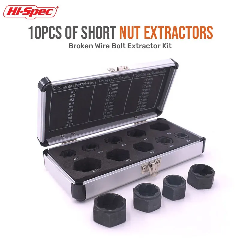 Hi-Spec Kit Pelepas Baut Mur Rusak, Set Alat Pelepas Baut Soket Ekstraktor Mur Damaged