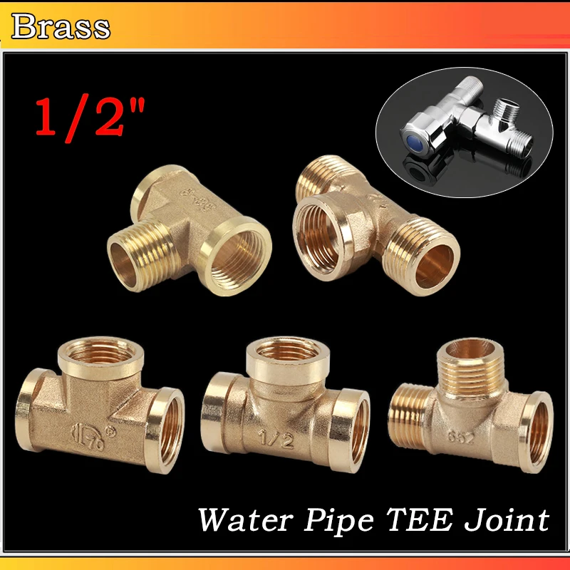 

1/2" BSP Male/Female Thread Brass Tee Connector Water Pipe Three Way Connector Water Oil Gas Adapter Weight: 50~80g
