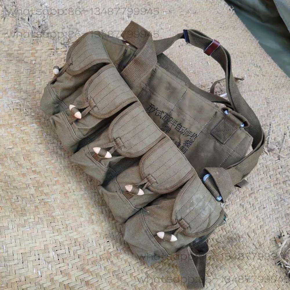 67/80s Khaki/army Green 56 Half Canvas Ten Pockets Chest Hanging Multi Pockets Carry Tactical Vest