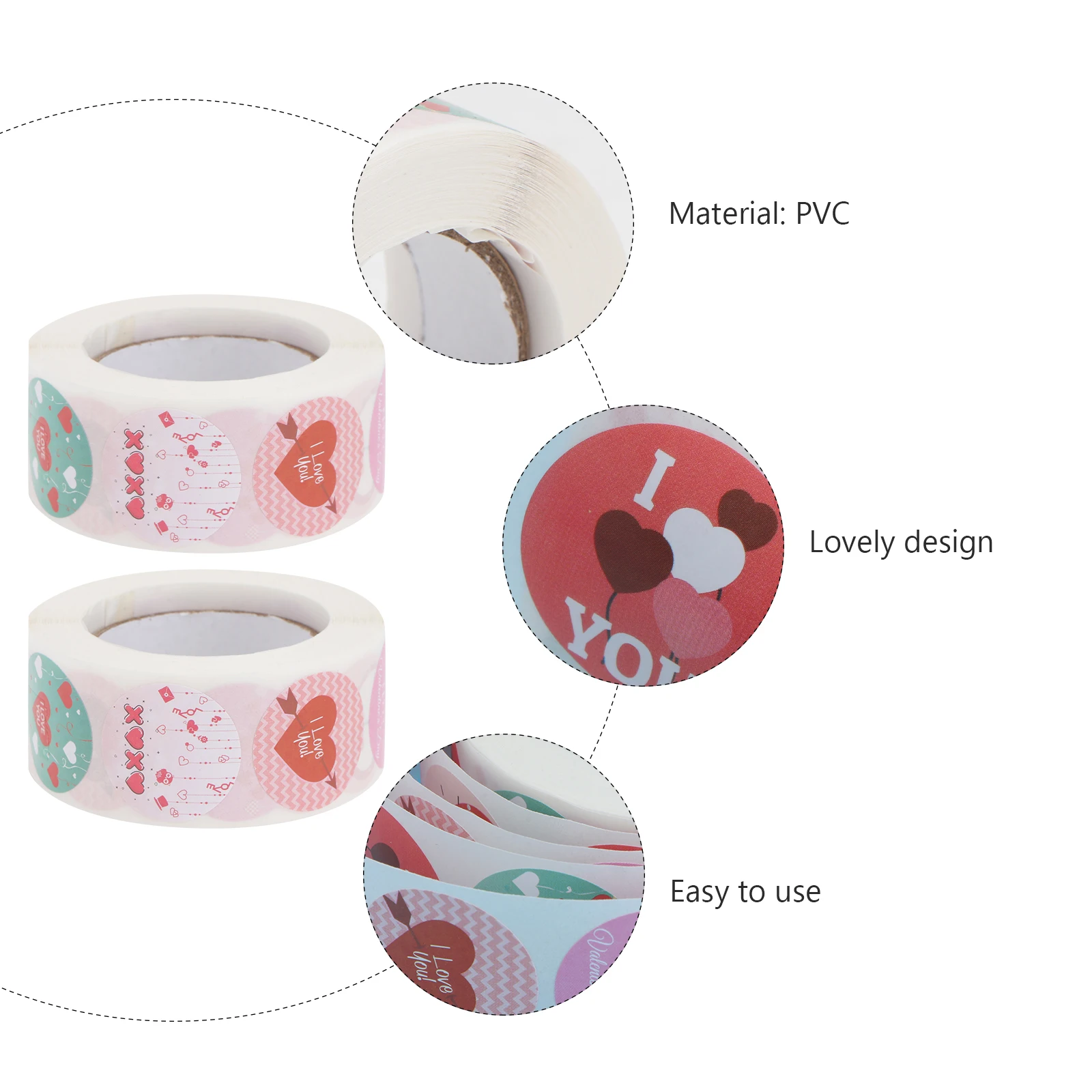 

2pcs 2 Rolls Valentine'S Day Stickers I Love You Gift Decorative Labels For Party Decor Sticker Decals Packing Bag Valentines