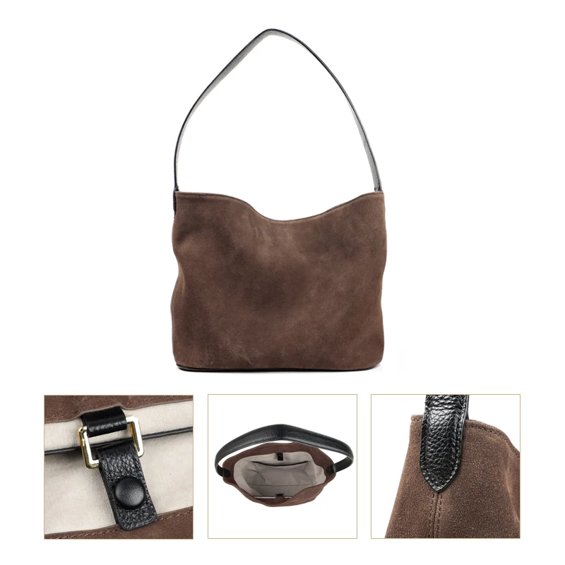 Suede Stylish Commuter Tote Bag For Ladies Large-Volume Women\'s Soft Leather One Shoulder Bag