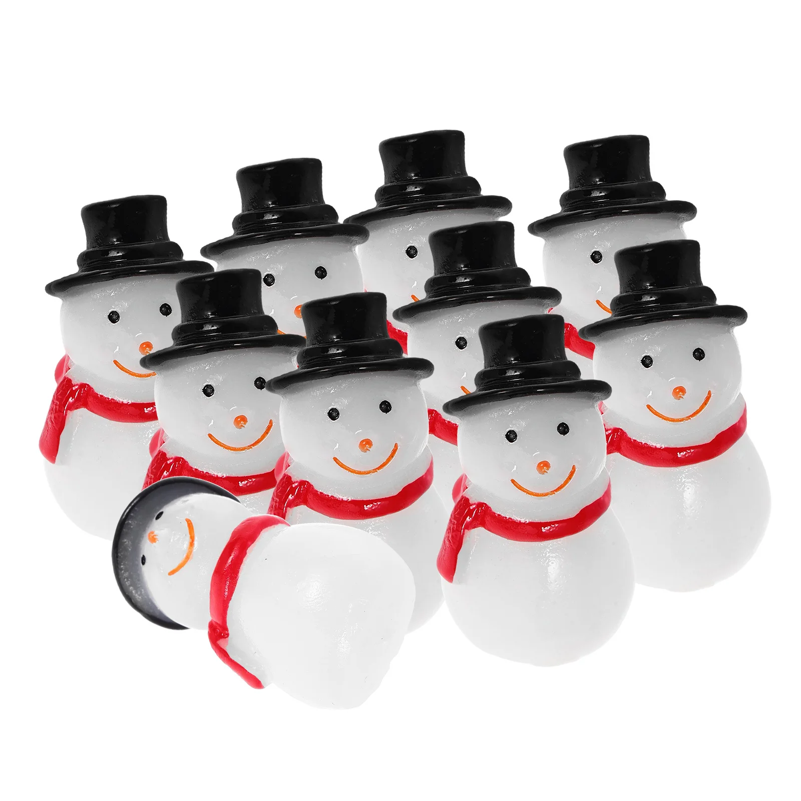 

10 pcs Mini Snowman Figurines Resin Glow In The Dark Decor For Diy Craft Desktop Ornament Micro Landscape Christmas
