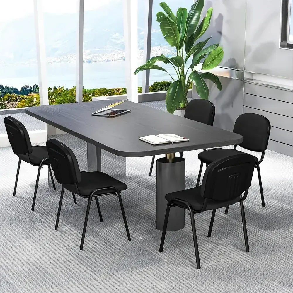 5-Piece Ergonomic Upholstered Conference Chair Set with Stackable Design for Home and Office Use