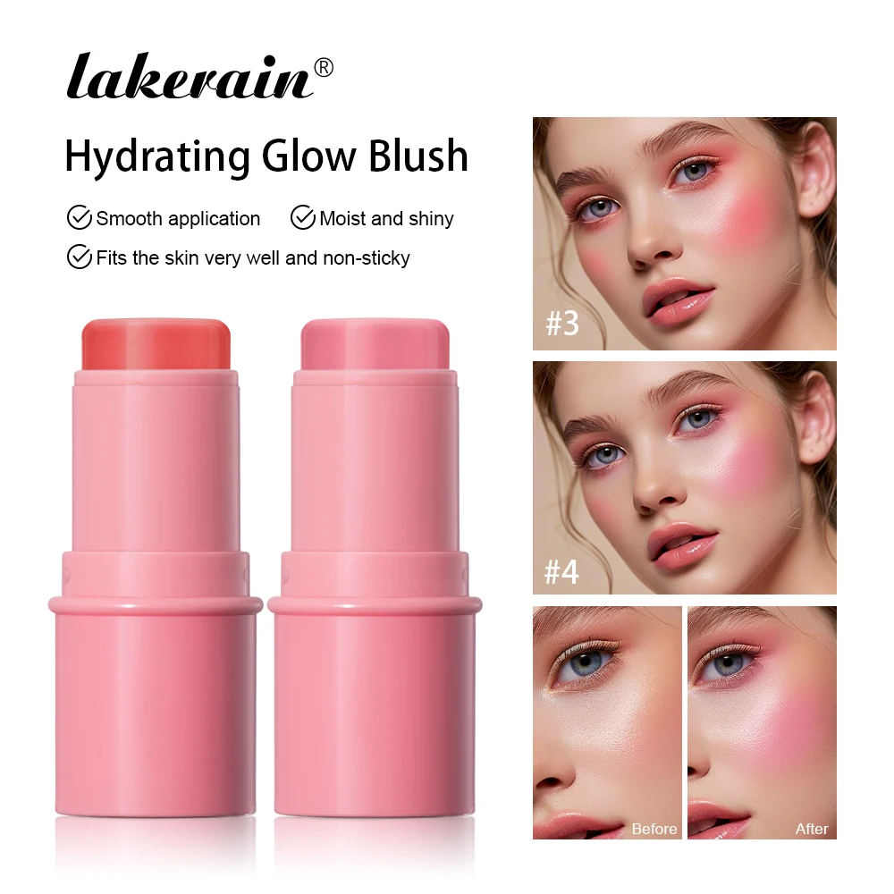 

Lakerain Smooth Blush Stick Naturally Saturated Long-lasting Waterproof Natural Blush Brightening Skin Tone Expanding 5 Colors