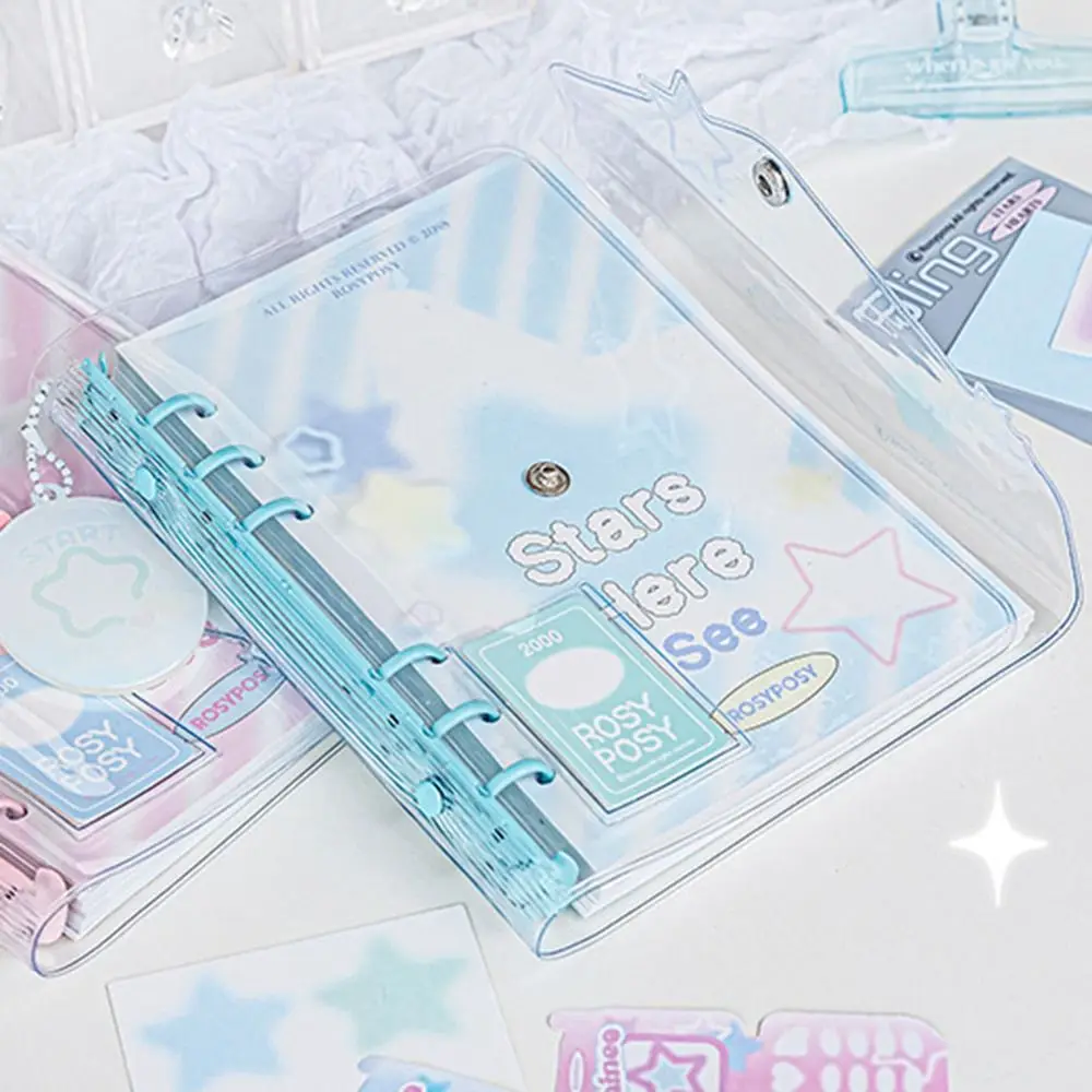 Stars Binder Notebook Jounral PVC Cover Loose-leaf Diary Book Handbook Photo Cards Organzier Kawaii School Stationery