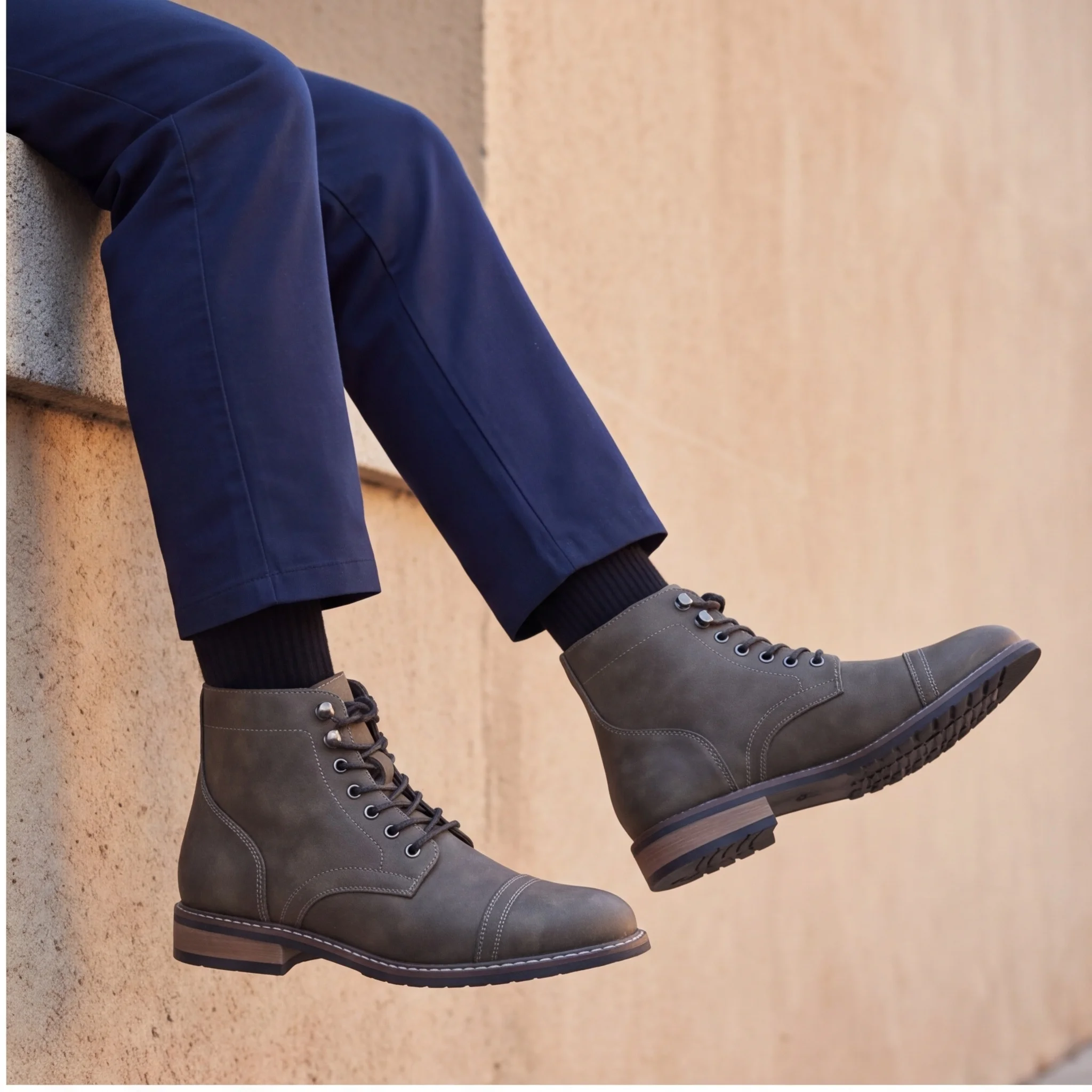 Block Heel Ankle Boots - Men's Boots Lace Up Boots For