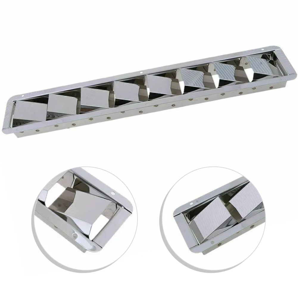 

1pcs Boat Stainless Steel Louver Air Vent 427mm Marine 8 Slots Ventilation 425x78x26mm Silver Grille Home Improvement Vents