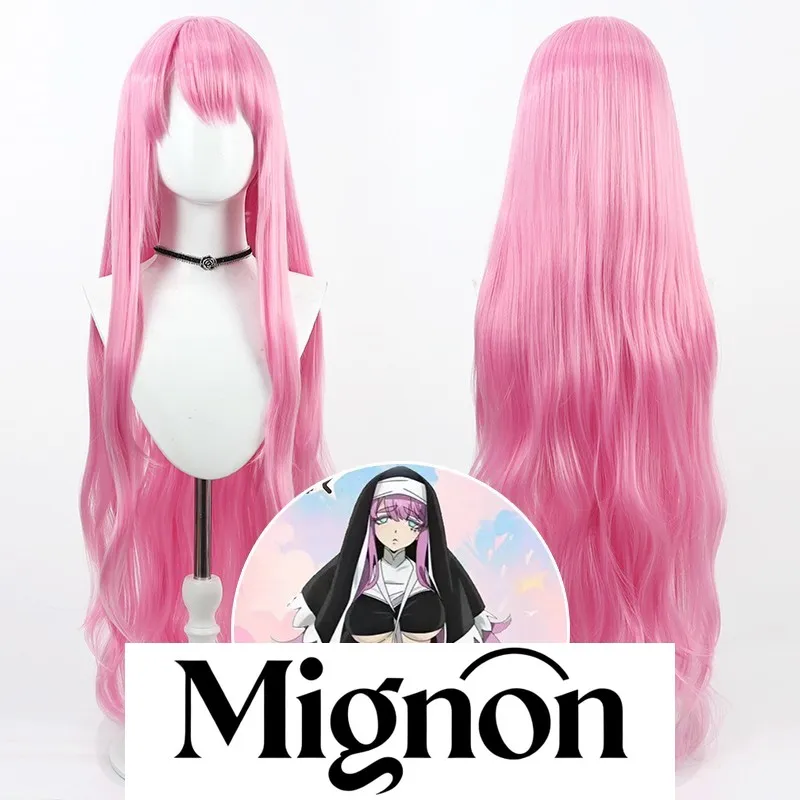Peruka cosplay Magical Girl Envyl Sister Gigante, różowe długie włosy, silikonowa skóra głowy, prezent na Halloween
