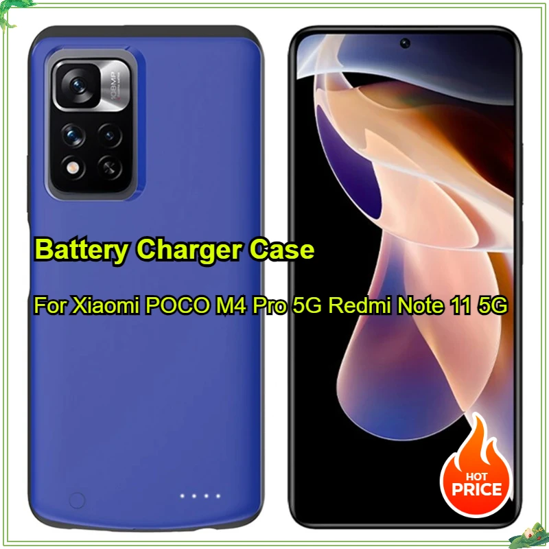 10000mAh Battery Cases for Xiaomi POCO M4 Pro 5G Power Bank External Battery Charging Cover for Redmi Note 11 5G Power Case