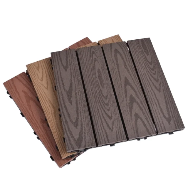 Direct Modern Interlocking WPC Decking Tiles Certified Outdoor DIY Wood Grain Flooring Balcony Garden Patio
