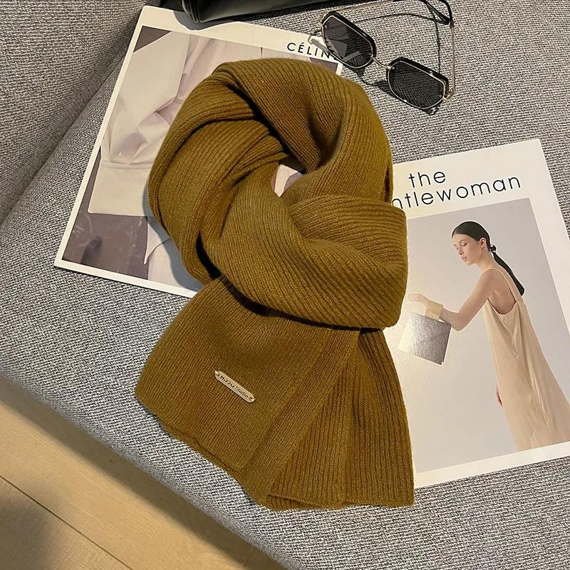Women 100% Pure Australian Wool Scarf Red Knit Neck Warmer Soft Warm Winter New Year Gift Versatile Casual Wrap Shawl
