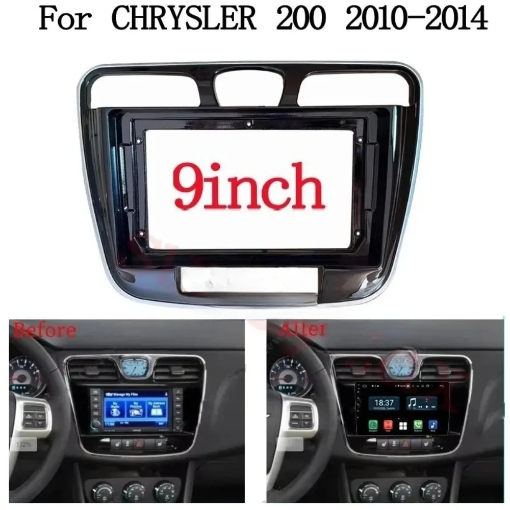 

9'' Car Radio Dash Frame For 2010-2014 CHRYSLER 200 Kit Fascia Panel Trim CD Fit Installation Stereo Headunit Android Auto Tools