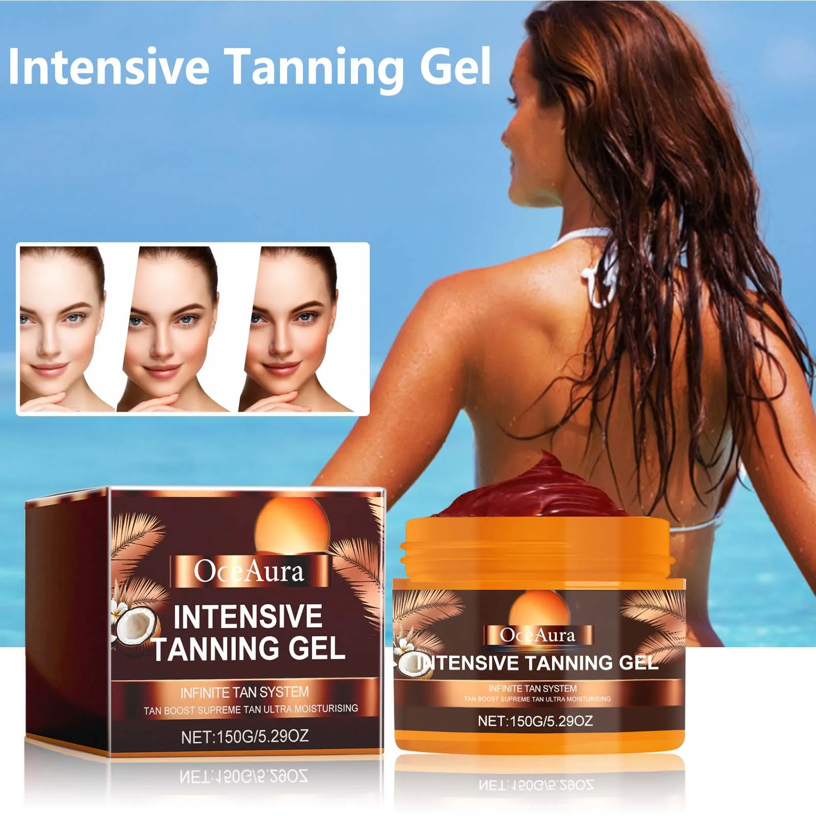 Gel bronceador de zanahoria que acelera la piel oscura, mejora la melanina, crema aceleradora de bronceado, productos bronceadores sin sol hidratantes de larga duración