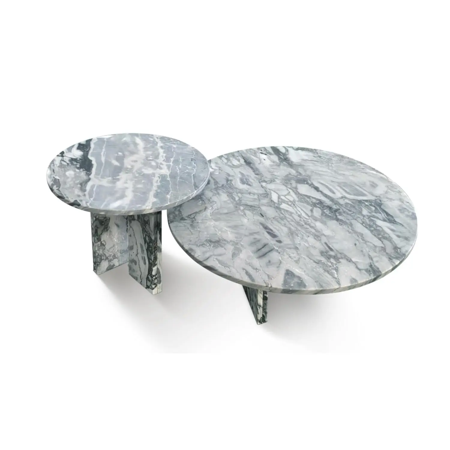 Sleek Natural Marble Coffee Table Set with Solid Genuine Stone Top & Compact Side Table for Cozy Living Room & Home Leisure Nook