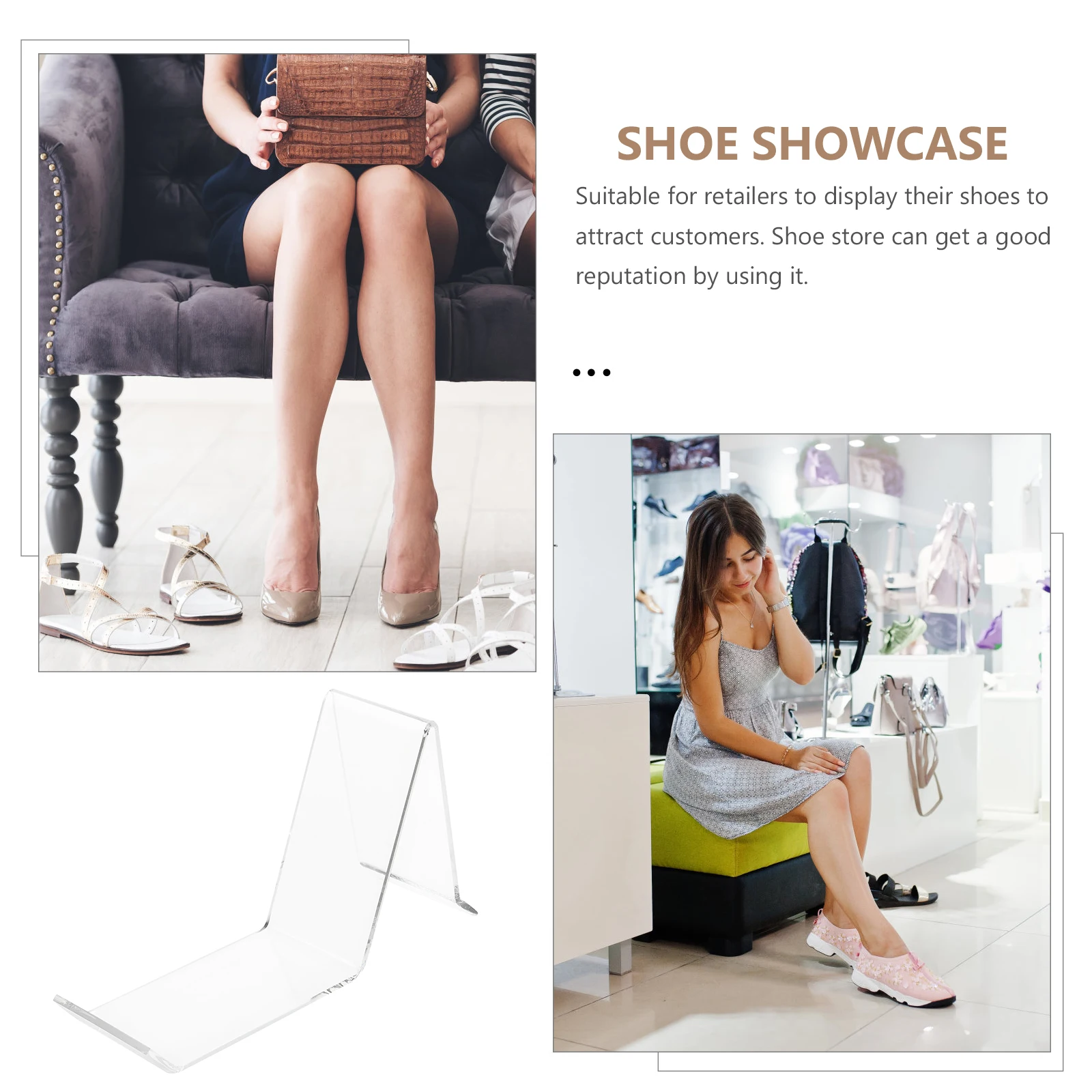 

Shoe Display Stand Retail Shelf Men Women Acrylic Showcase Premium Quality Non Shattering Long Lasting Elegant