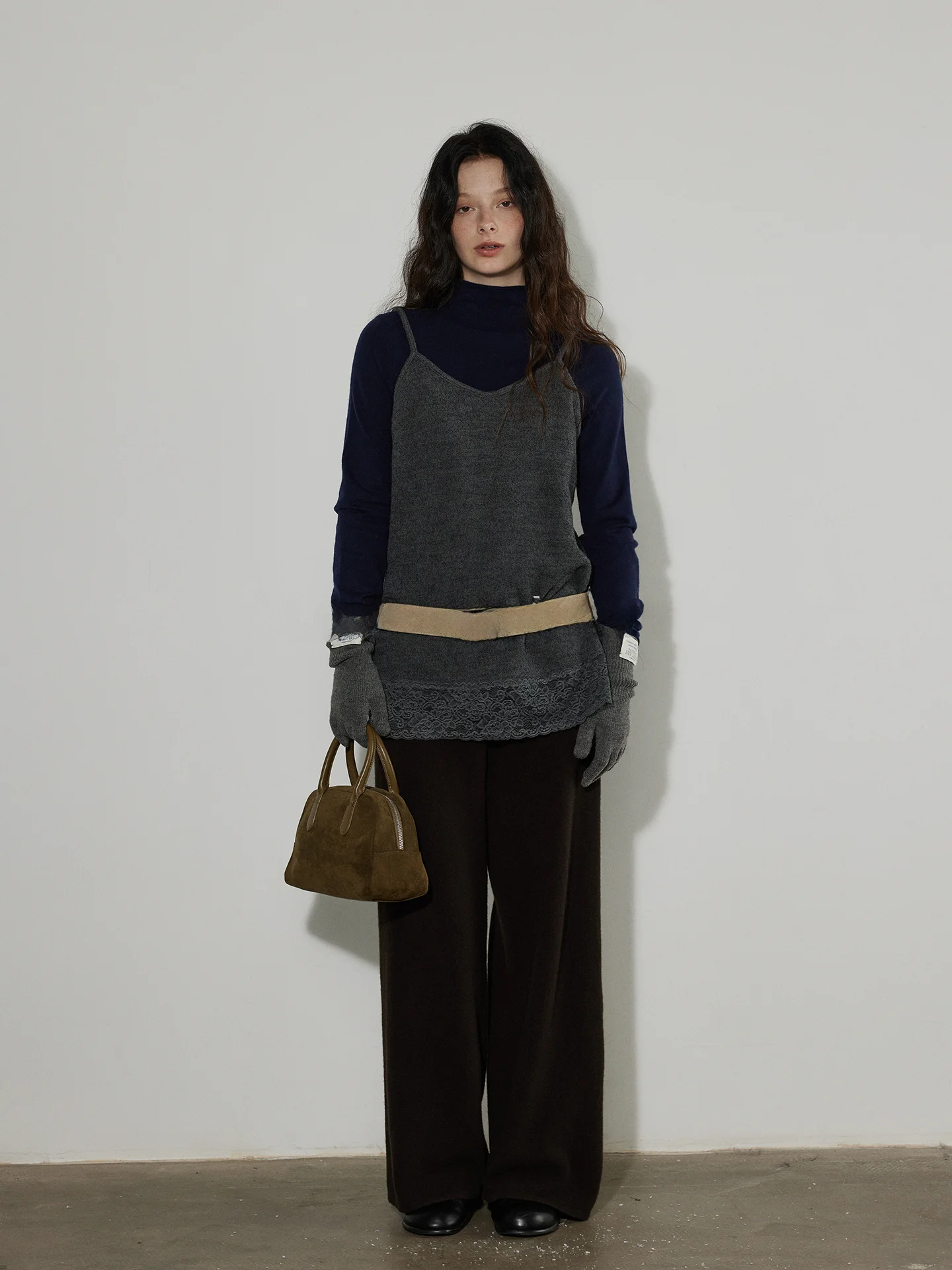 

Женский вязаный топ Lofi Choose из смесовой шерсти свободного кроя с лямками, в стиле пэчворк, универсальный, для зимы, модный, для повседневной носки