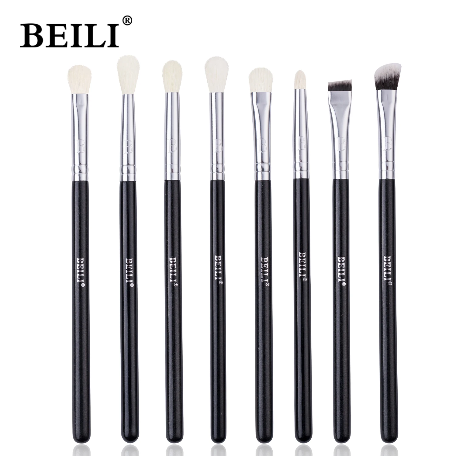 BEILI Professional 6/8pcs Classic Natural Eye Makeup Brushes Set Eyeshadow Eyebrow Blending Smokey Black Beauty Make up Brushes