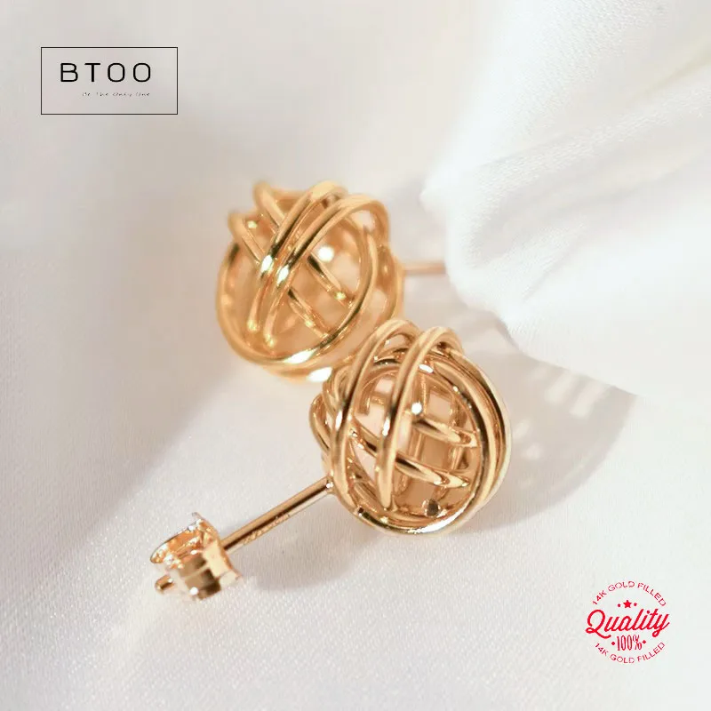 

Boho Minimalist 14K Gold Filled Wire Wrap Ball Earrings 10mm Open Knot Post Studs Wholesale Bulk Jewelry Findings for Women
