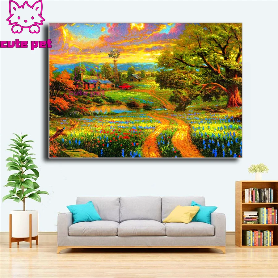 5D Diamond Painting Rural idyllic scenery Full Diamond Embroidery Pattern Rhinestones Needlework DIY Cross Stitch Mosaic decor