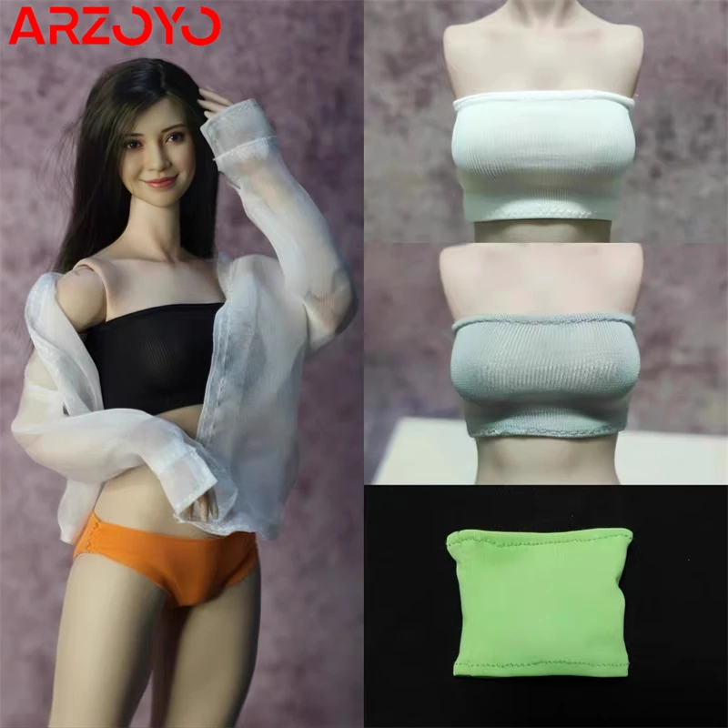 DMTOYS 1/6 Scale Knitted Bra Tube Top Elastic Strapless Vest Clothes Model For 12'' TBL Female Soldier Action Figure Body Dolls