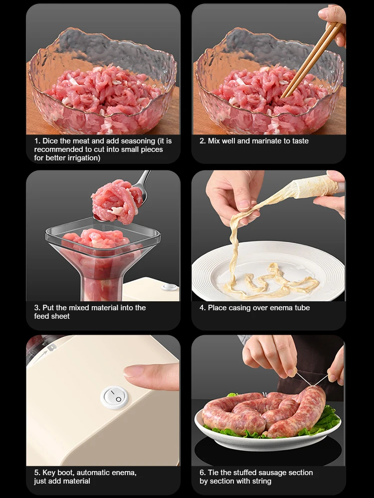 آلة السجق الكهربائية الجديدة للاستخدام المنزلي والتجاري، آلة السجق الأوتوماتيكية بالكامل 220 فولت