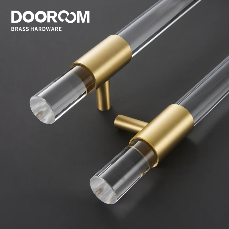 Dooroom Brass Acrylic Door Handles Double Door Wood Door Shower Room Single Side Double Side Matt Gold Pulls