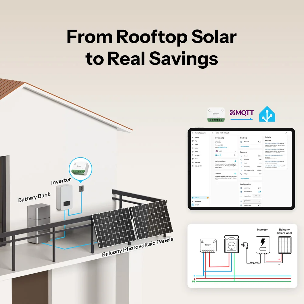 SONOFF MINI-1GSP MINI ONE PM Matter-Over-WiFi-Smart-Schalter, Überlastschutz 16A, Intelligente Energiemonitoring, Matter-Kompatibilität, Apple Home – Detail 5