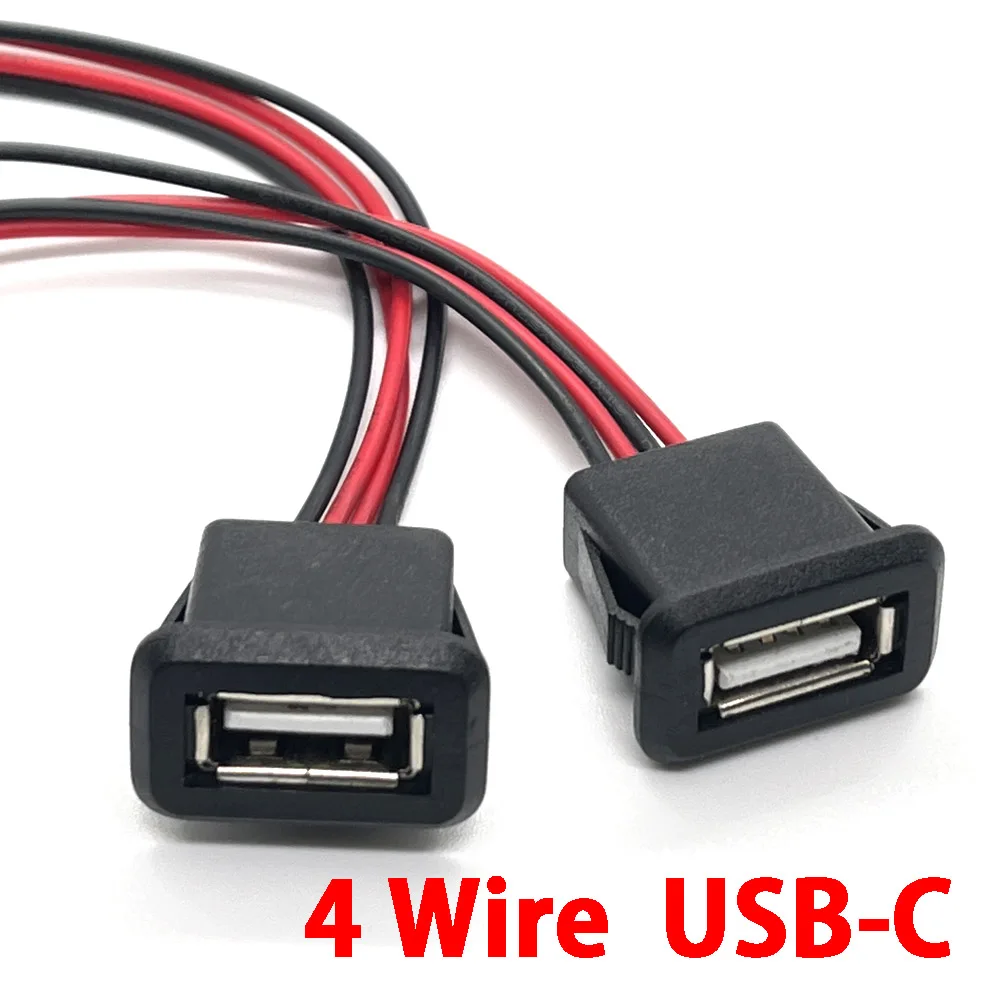 USB 2.0 Female 2/4 Wire Power Jack 2Pin 4Pin Charging Port Connector with PH2.0 Cable Electric Terminals USB Charger Socket