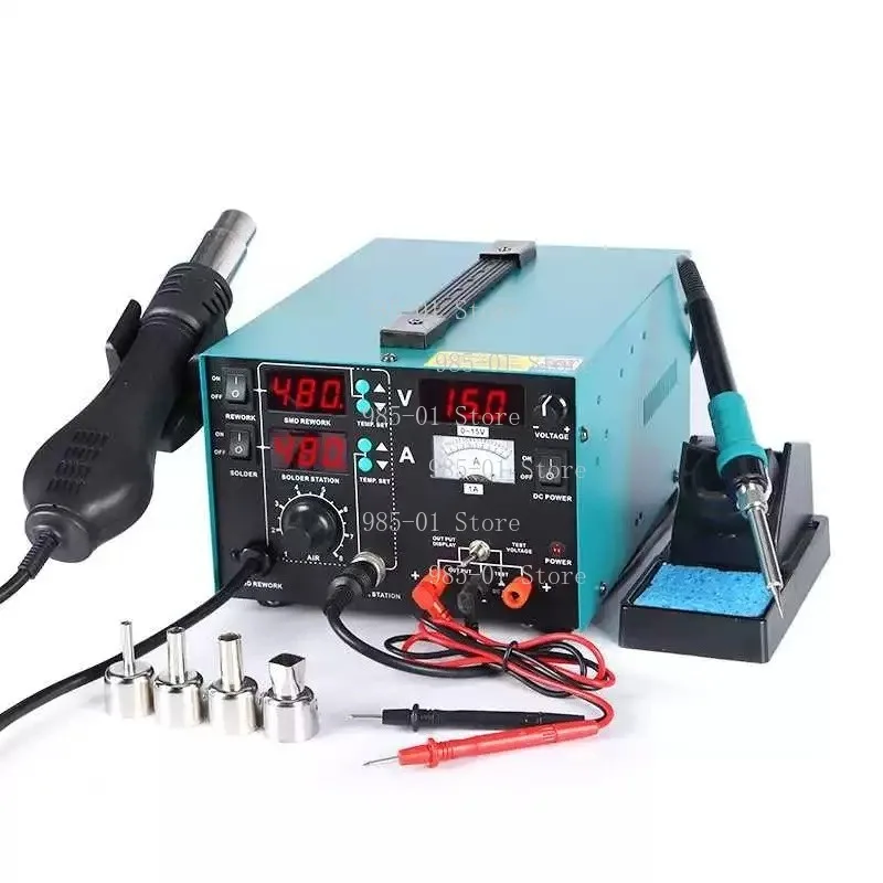 Digital Adjustable Temperature 3 in 1 Soldering Station Hot Air Rework Station Power Supply Welding Tool