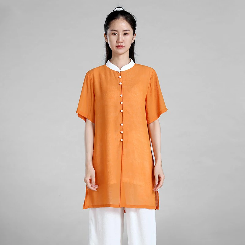 Women's Elegant Martial Arts Clothes Tai Chi Uniform Kung Fu Performance and Competition Costume Traditional Chinese  Orange