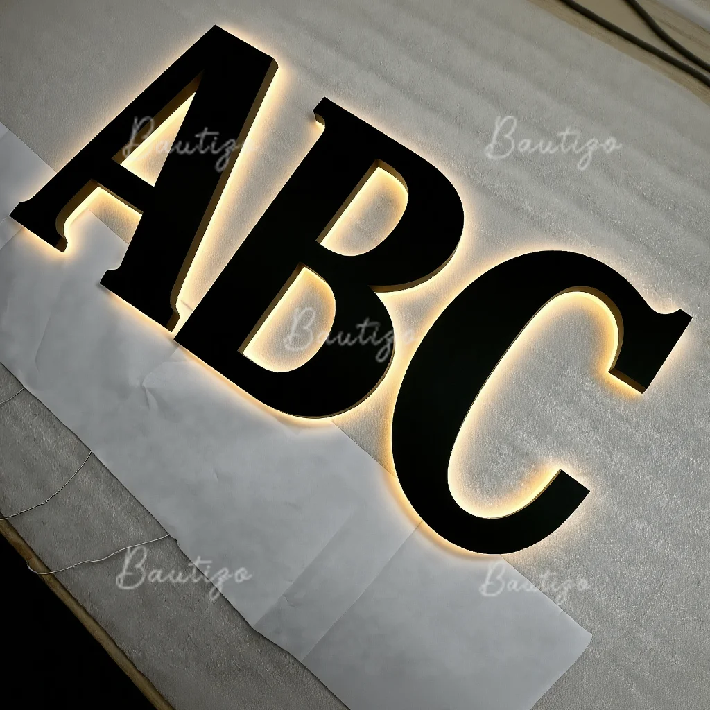 Custom Backlit Letters Sign Metal for 3D LED Business Storefront Outdoor Waterproof Illuminated Light Up Advertising Signage