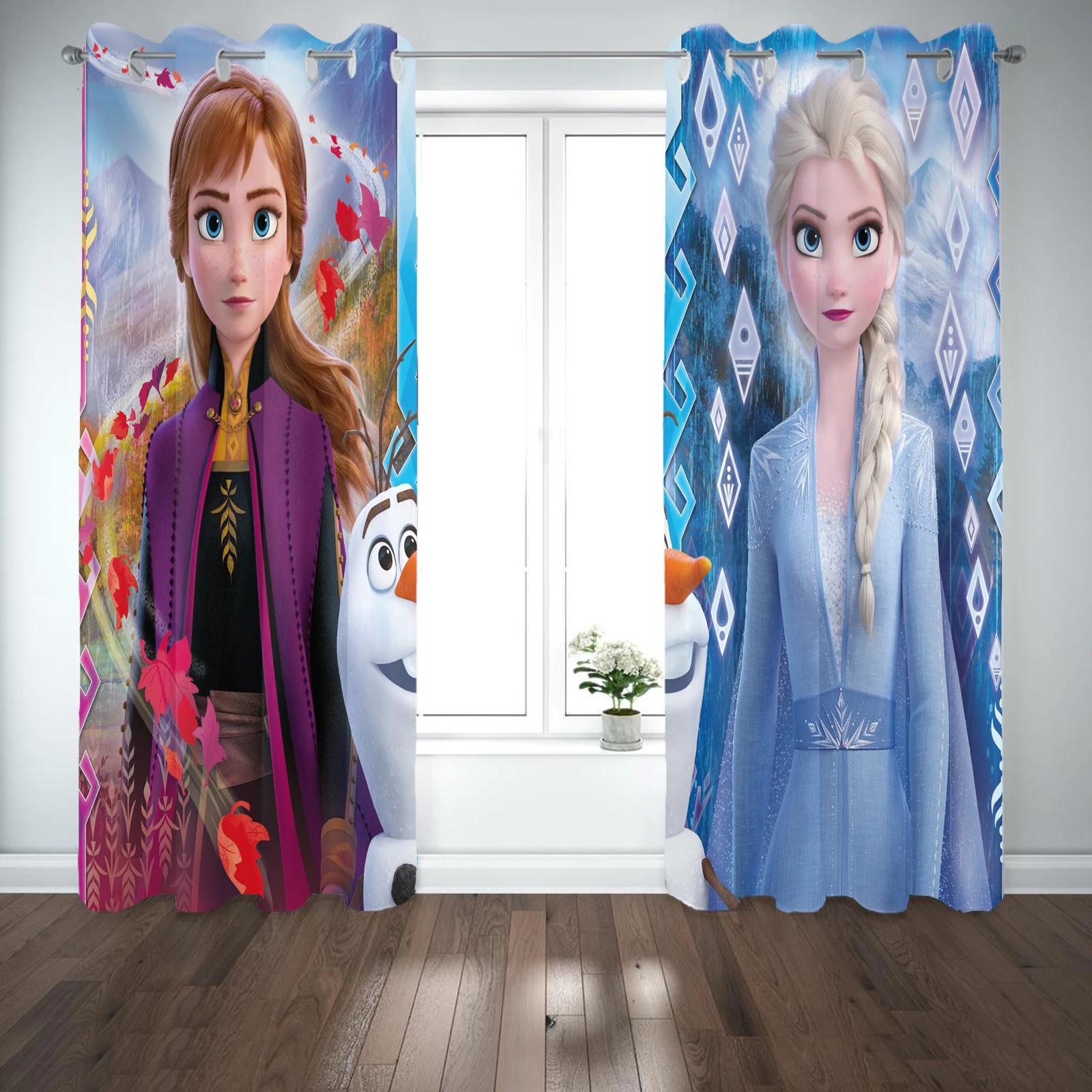 Frozen Princess Elsa Home Decor Curtains For Living Room Bedroom 100% Polyester Blackout Anime Suitable Children And Adults