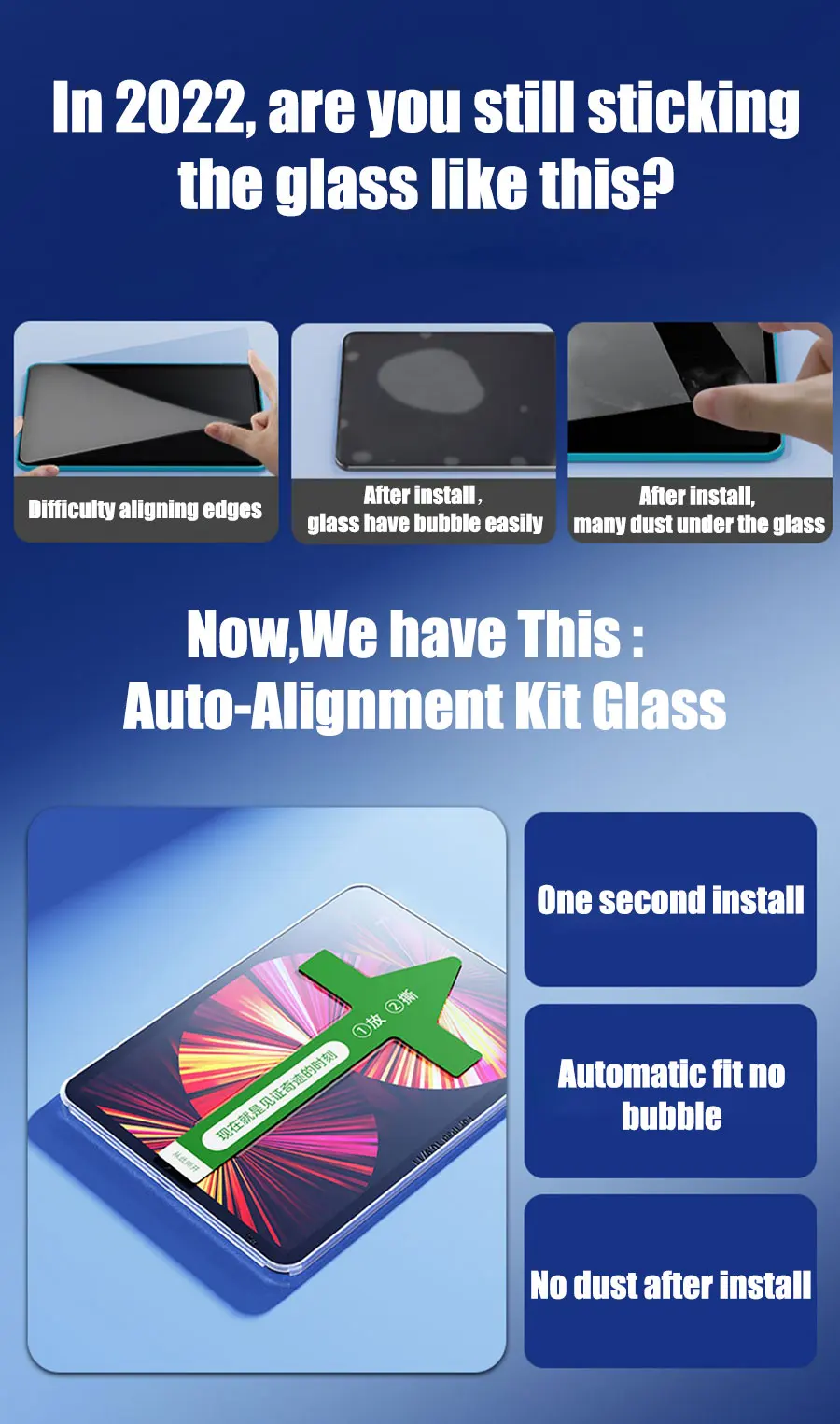 Auto Alignment Kit gehärtetes Glas für Ipad Pro 11 12,9 10 9 8 7 Air 5 4 3 2 13 Displayschutzfolie für Ipad Mini 6 5 4 Gen Th Film – Detail 5