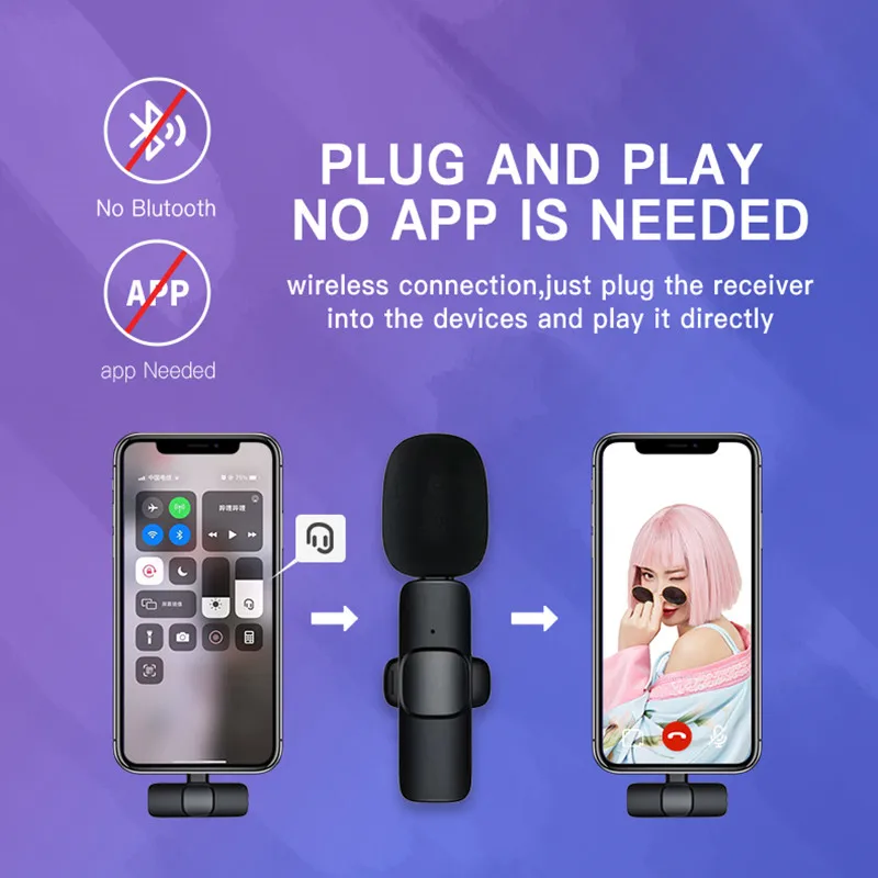 Microfono Lavalier Wireless registrazione Audio Video portatile risvolto microfono 3.5mm Mini Mic per iPhone Android Live Broadcast Mic