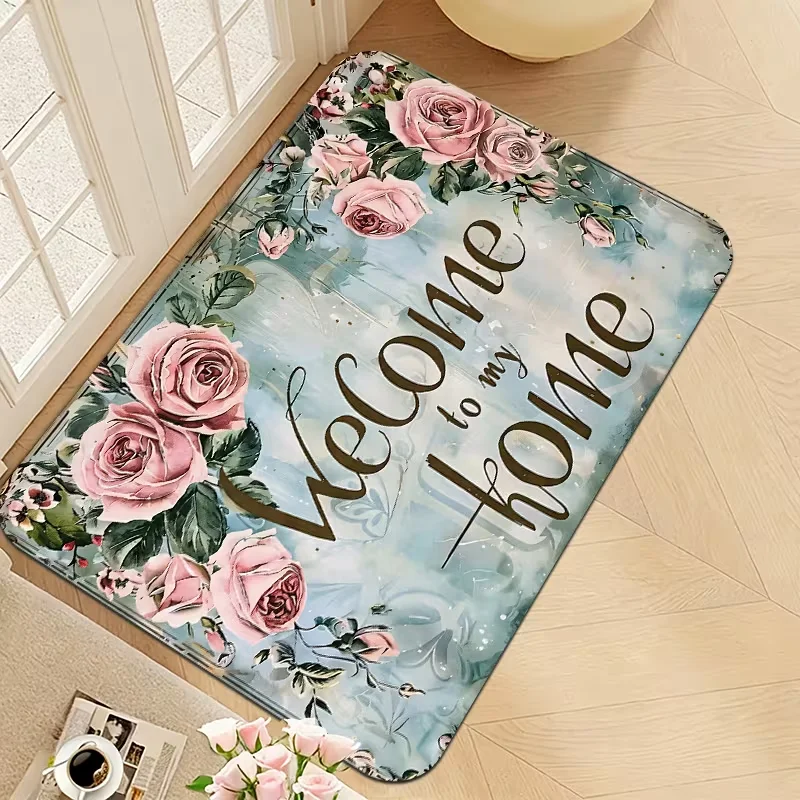 Pink Princess Home Door Mat Soft Non Slip Floor Rug Cute Girly Letter Print Entrance Carpet For Bedroom Dressing Room Entryway