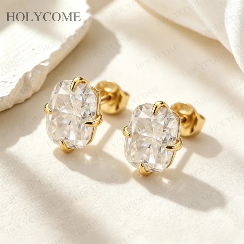 3.5CT Moissanite Stud Earrings 925 Sterling Silver Crushed Ice Cut Cushion 8x10mm Fine Jewelry Daily Wear Gift for Women