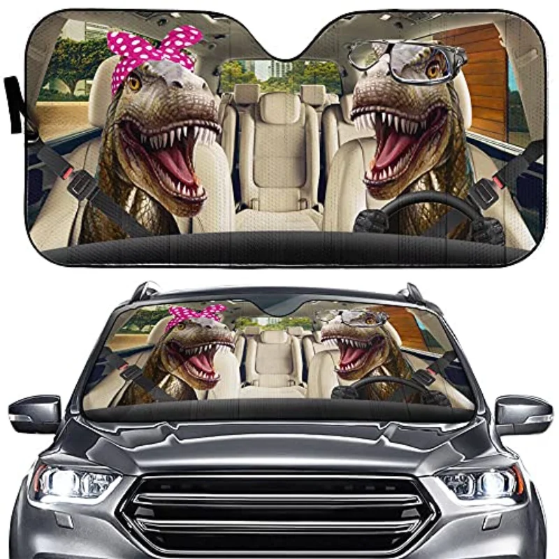 Gifta Dinosaur Front Car Window Windshield Sun Shade,Dinosaur Driver Automobile Sun Shade,Animal UV Rays Truck Block Cover,Dinos